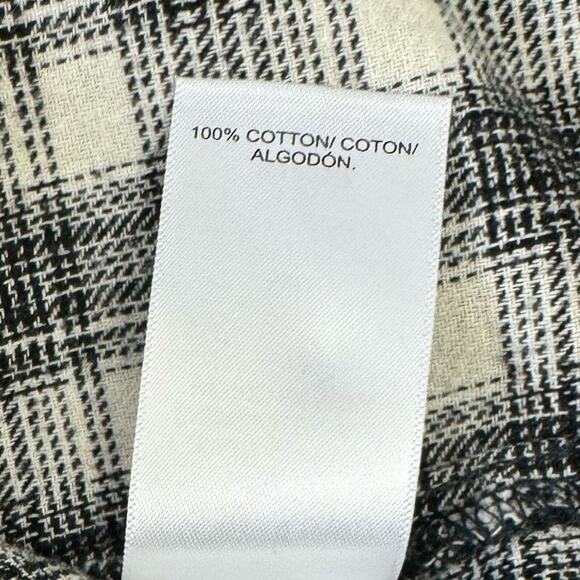 Lucky Brand Women's Medium Black White Plaid Flannel Button Down Cotton Shirt - Picture 6 of 8